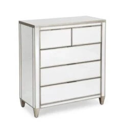 Dunelm Fitzgerald 5 Drawer Chest, Mirrored 8 Dunelm Fitzgerald 5 Drawer Chest, Mirrored -Home Furniture 1000133581 alt02
