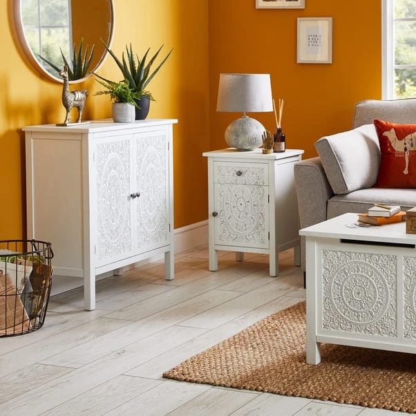 Dunelm Samira 1 Door & 1 Drawer Chest, White 2 Dunelm Samira 1 Door & 1 Drawer Chest, White - Image 2