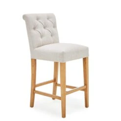 Dunelm Newbury Bar Stool Natural Linen -Home Furniture 1000157975 alt02