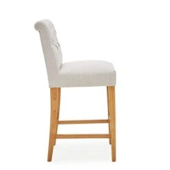 Dunelm Newbury Bar Stool Natural Linen -Home Furniture 1000157975 alt03