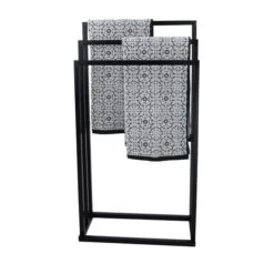 Lloyd Pascal Black 3 Rail Free Standing Towel Holder -Home Furniture 1000161863 alt02