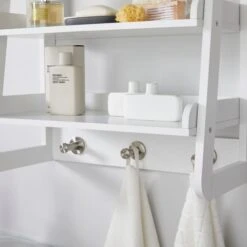 Lloyd Pascal Jasper White Wall Mounted Shelves With Chrome Hooks -Home Furniture 1000182100 alt04