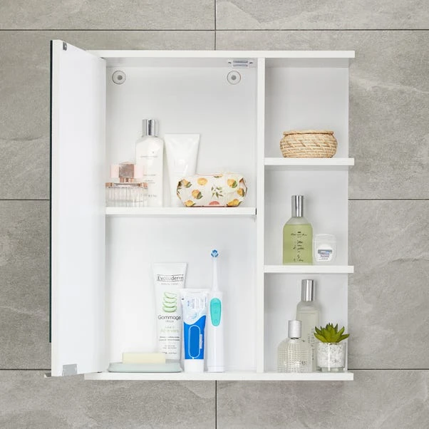 Lloyd Pascal Jaxon White Single Door Wall Cabinet With Open Shelves 2 Lloyd Pascal Jaxon White Single Door Wall Cabinet With Open Shelves - Image 2