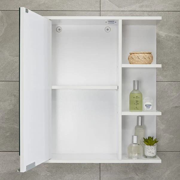 Lloyd Pascal Jaxon White Single Door Wall Cabinet With Open Shelves 3 Lloyd Pascal Jaxon White Single Door Wall Cabinet With Open Shelves - Image 3