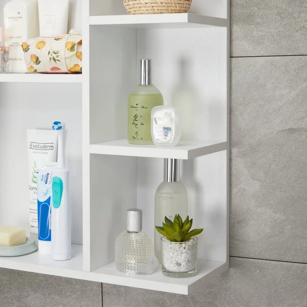 Lloyd Pascal Jaxon White Single Door Wall Cabinet With Open Shelves 4 Lloyd Pascal Jaxon White Single Door Wall Cabinet With Open Shelves - Image 4