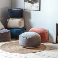 Cedar & Sage Furlo Silver Velvet Pouffe -Home Furniture 1000184572 alt02