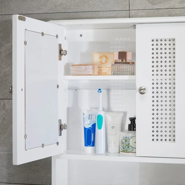 Lloyd Pascal Palermo Cane White Wall Mirror Cabinet 4 Lloyd Pascal Palermo Cane White Wall Mirror Cabinet - Image 4