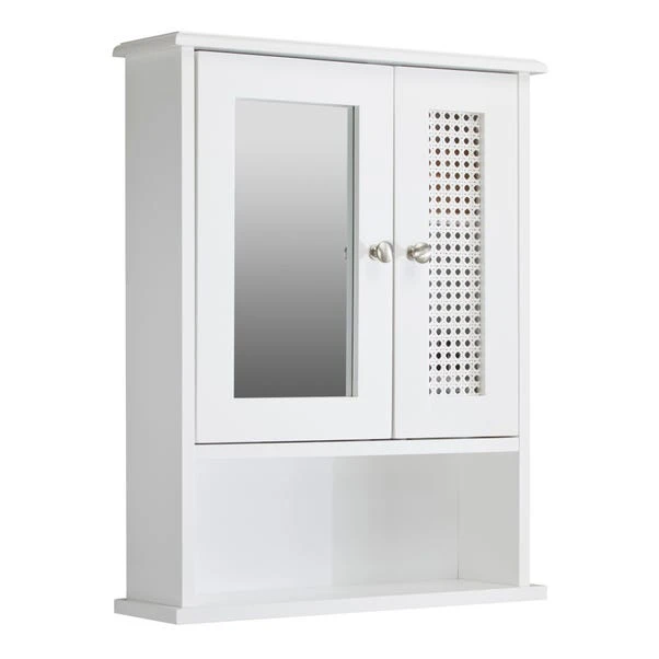 Lloyd Pascal Palermo Cane White Wall Mirror Cabinet 6 Lloyd Pascal Palermo Cane White Wall Mirror Cabinet - Image 6