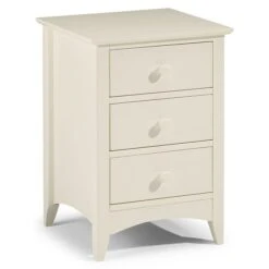 Julian Bowen Cameo 3 Drawer Bedside Table, Stone White & Pine
