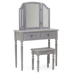 Dunelm Lucy Cane 2 Drawer Dressing Table Set With Mirror -Home Furniture 30564558 alt03