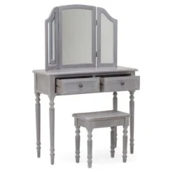 Dunelm Lucy Cane 2 Drawer Dressing Table Set With Mirror -Home Furniture 30564558 alt04