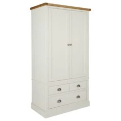 Dunelm Compton Double 3 Drawer Wardrobe, Ivory & Oak -Home Furniture 30605616 alt02