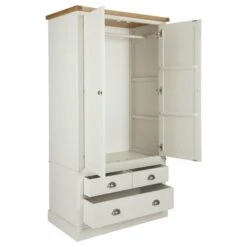 Dunelm Compton Double 3 Drawer Wardrobe, Ivory & Oak -Home Furniture 30605616 alt04