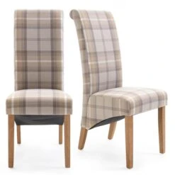 Dunelm Chester Set Of 2 Dining Chairs Natural Woven Check
