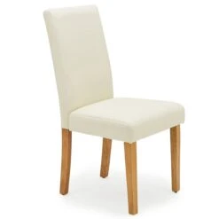 Dunelm Hugo Set Of 2 Faux Leather Cream Dining Chairs -Home Furniture 30662752 alt02