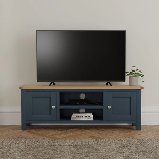 Dunelm Bromley Blue Wide TV Stand 1 Dunelm Bromley Blue Wide TV Stand