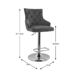 Dunelm Selena Distressed Velvet Bar Stool -Home Furniture 30685461 alt09