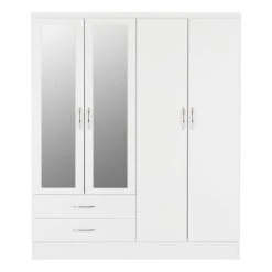 Seconique Nevada 4 Door 2 Drawer Wardrobe, Mirrored -Home Furniture 30693661 alt02