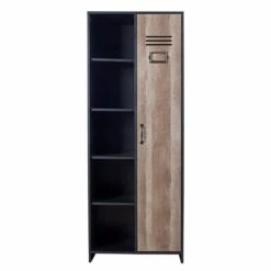 Lloyd Pascal Single Wardrobe With Side Shelves, Black -Home Furniture 30701967 alt02