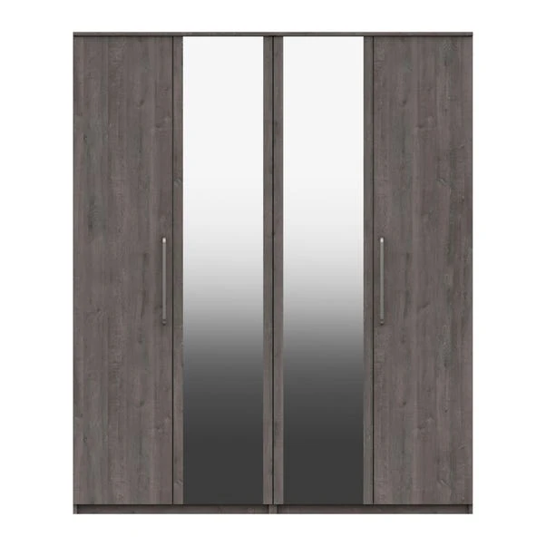 One Call Furniture Parker 4 Door Wardrobe, Mirrored 1 One Call Furniture Parker 4 Door Wardrobe, Mirrored