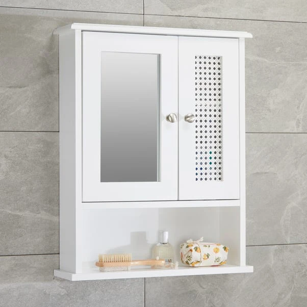 Lloyd Pascal Palermo Cane White Wall Mirror Cabinet 1 Lloyd Pascal Palermo Cane White Wall Mirror Cabinet