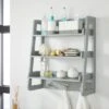 Lloyd Pascal Jasper Grey Wall Mounted Shelves With Chrome Hooks