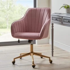 Dunelm Connie Pleated Velvet Office Chair