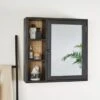 Dunelm French Cane Black Mirror Cabinet