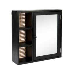 Dunelm French Cane Black Mirror Cabinet -Home Furniture 30747349 alt02