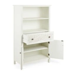 Dunelm Samira Tall 2 Door & 1 Drawer Chest, White -Home Furniture 30748013 alt02