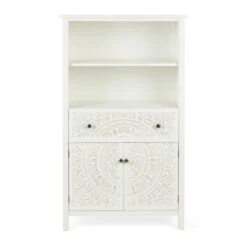 Dunelm Samira Tall 2 Door & 1 Drawer Chest, White -Home Furniture 30748013 alt03