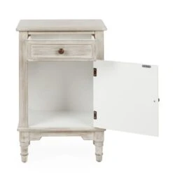 Dunelm Lucille 1 Drawer & 1 Door Bedside Table, White Wash -Home Furniture 30748018 alt03