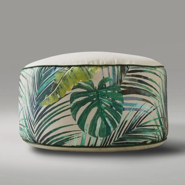 Dunelm Palm Print Tapestry Pouffe 3 Dunelm Palm Print Tapestry Pouffe - Image 3