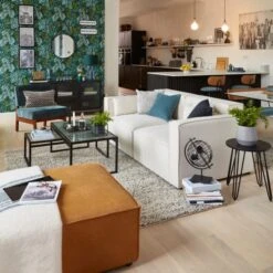 Dunelm Modular Arne Faux Leather Footstool -Home Furniture 30752696 alt07