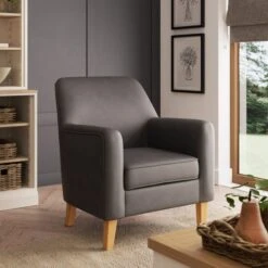 Dunelm Cooper Grey Faux Leather Armchair
