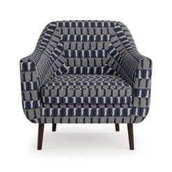 Dunelm Eddie Regents Jacquard Tub Chair Navy -Home Furniture 30765516 alt02