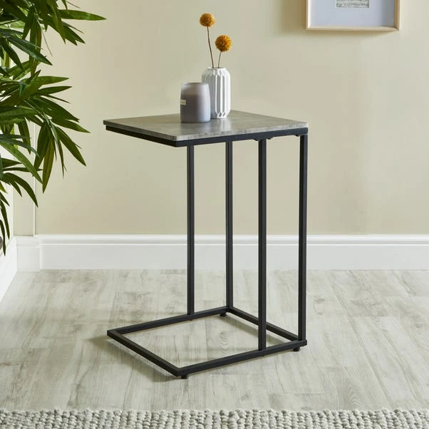 Dunelm Charlie Concrete Effect C-Shaped Side Table 3 Dunelm Charlie Concrete Effect C-Shaped Side Table - Image 3