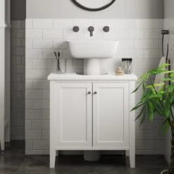 Dunelm Lynton White Compact Bathroom Under Sink Unit