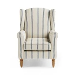 Dunelm Oswald Self Assembly Pinstripe Armchair Folkstone Blue -Home Furniture 30766628 alt02