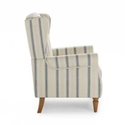 Dunelm Oswald Self Assembly Pinstripe Armchair Folkstone Blue -Home Furniture 30766628 alt03