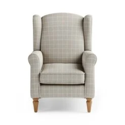 Dunelm Oswald Window Pane Check Wingback Armchair -Home Furniture 30766634 alt03