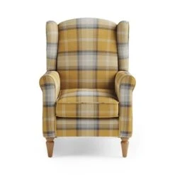 Dunelm Oswald Check Wingback Armchair -Home Furniture 30766644 alt03
