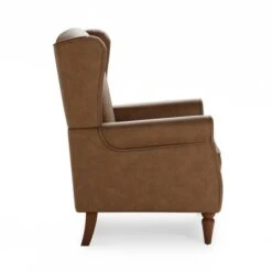 Dunelm Oswald Mocha Distressed Faux Leather Armchair -Home Furniture 30766646 alt03
