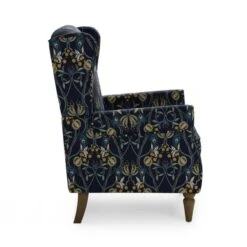 Dunelm Oswald Navy Havisham Print Wingback Armchair -Home Furniture 30766650 alt03