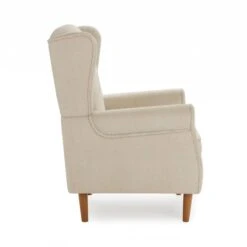 Dunelm Oswald Sandstone Sherpa Wingback Armchair -Home Furniture 30766657 alt03