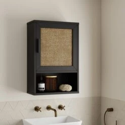 Dunelm Winslow Wall Cabinet Black Rattan