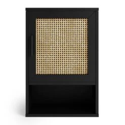 Dunelm Winslow Wall Cabinet Black Rattan -Home Furniture 30766796 alt02