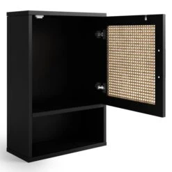 Dunelm Winslow Wall Cabinet Black Rattan -Home Furniture 30766796 alt04