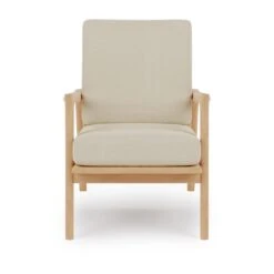 Elements Maddox Linen Look Accent Chair White Sand -Home Furniture 30766842 alt02