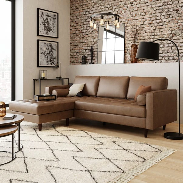 Dunelm Zoe Faux Leather Left Hand Corner Chaise 1 Dunelm Zoe Faux Leather Left Hand Corner Chaise